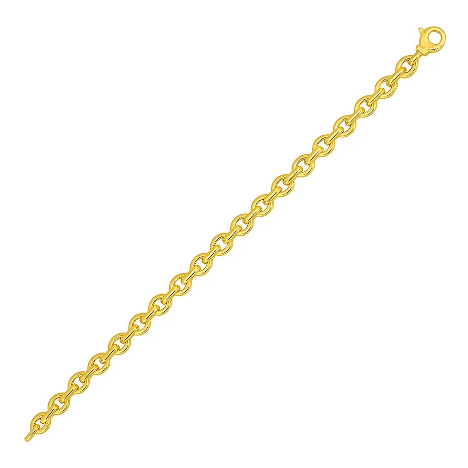 14k Yellow Gold Polished Oval Link Bracelet (6.20 mm) in a sleek high-contrast midnight luxury editorial style